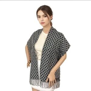 Reversible Geometric Shawl Scarf Bodysuit Dual Tone 12 x 70 inches